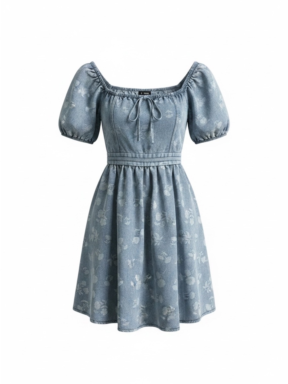 Blu Pepper Light Blue Floral Denim‎ Mini Dress